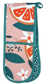 Exotic Fruit Recycled Cotton Double Oven Gloves - Blush