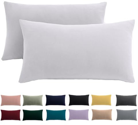 Kissenbezug 40 x 80 2er Set - Kopfkissenbezug 40x80 Weiß Für Kissen 100% Mikrofaser Kissenhülle Bügelfrei & Knitterfrei mit Reißverschluss