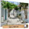 TRIOSK Sichtschutz Garten Deko Zaun Plane Blickdicht groß mit Zaunblende Motiv Dorfgasse Naoussa Griechenland für Zaunelement Doppelstabmatten Stabmattenzaun Gartenzaun PVC 250x180 cm
