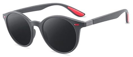 Boolavard Runde Polarisierte Sonnenbrille für Herren und Damen im Vintage-Stil mit UV400-Schutz (Grau/Grau)
