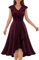 Meetjen Formal Dresses for Women Wedding Guest Swing Cocktail Party Dress Ruffle Mother of The Bride Dress Burgundy L