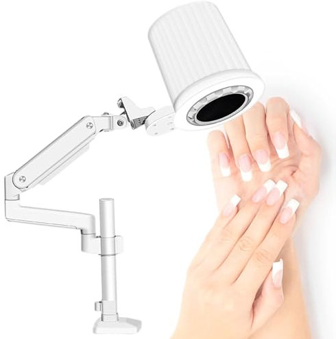 Adjustable Vacuum Nail Dust Collector, Low Noise Desktop Nail Dust Extractor, Strong Suction Power Nail Powder Trap with Built-in Dimmable LED, Fan Operating Speed 4300rpm