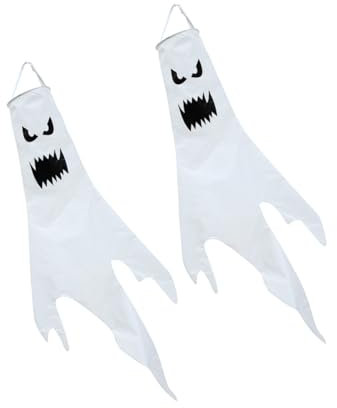 ORFOFE Geister Windsackdekorationen 2 Stück Polyester Weiß Halloween