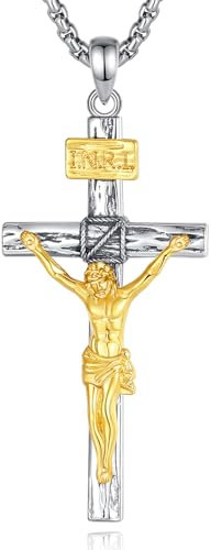 EUDORA Harmony Ball Collar Cruz Crucifijo Plata de Ley 925 para Mujer Hombre, Colgante Crucifix Cruz de Jesús Santa Cruz del Perdon Joyería Amuleto Cristiano Regalo para Mujer Hombre Madre, 22+2