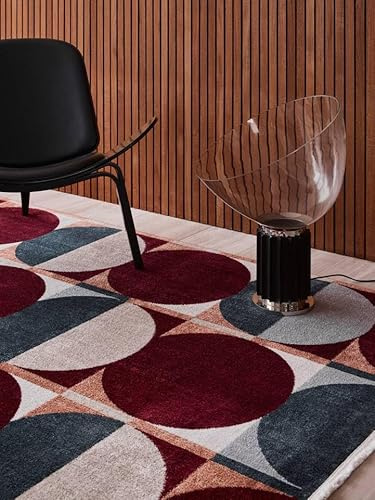 RugVista Jeff Teppich, 140 x 200 cm, Rot | Moderne, Rechteckig, Mittlerer Stapel, Maschinenwäsche, Oeko-Tex 100, Wohnzimmer, Schlafzimmer