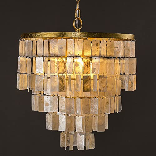 Lampada a Sospensione, Lampadario a Conchiglia Rustico Francese Lampada a Sospensione con Struttura in Metallo Creativo Campana a V-intage al Mare Lampadario sospeso Camera da Letto Soggiorno Sala da