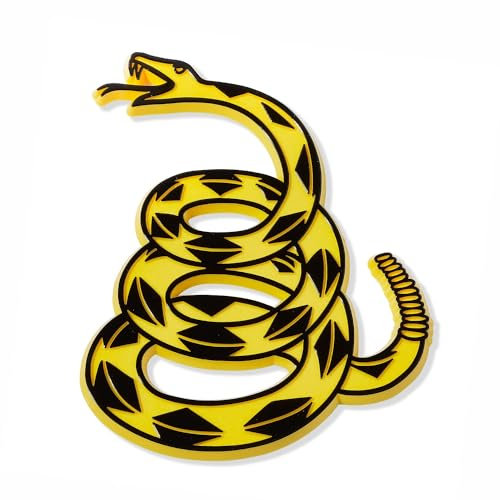 Revolution Auto-Abzeichen - Gadsden Flagge Klapperschlange Emblem - 3D Schlange Aufkleber/Aufkleber für Fahrzeuge, Autos, LKWs - Alternative zu Stoßstangen-Aufklebern und Abziehbildern (Gelb-Schwarz)
