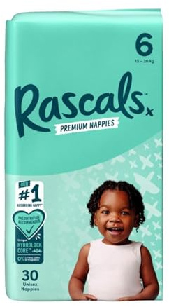 Rascals Premium Babywindeln – bequeme & auslaufsichere Windel für Babys 15–20 kg – weiche und sanfte Windeln Größe 6 – 30 Stück