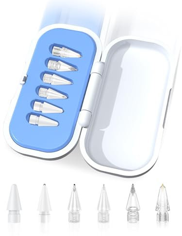 6Pack Replacement Pencil Tips for Apple Pencil Pro/2nd Gen/1st Gen/USB-C，Upgraded iPad Pen Tips with Storage Case, IPad Pro Pencil Tips Sets, Accessories for Apple Pencil （Blue 6 in 1）
