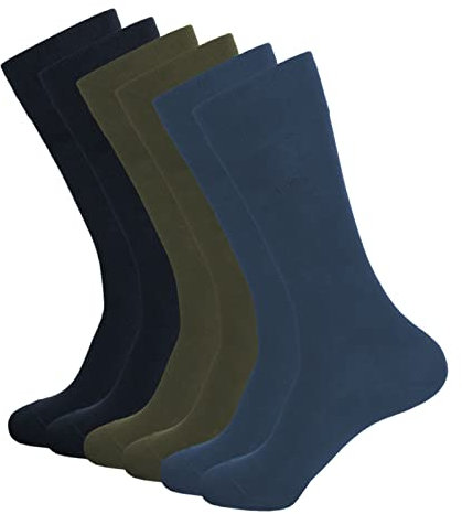 BOSS Herren Business Socken Strümpfe RS Uni CC 3 Paar, Farbe:Mehrfarbig, Größe:39-42, Artikel:-964 navy/denim/olive