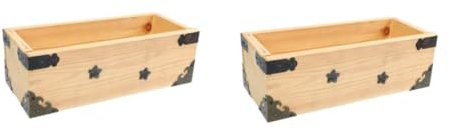 YARNOW 2 Pièces Pot de Fleur rectangulaire Pot Fleur extérieur jardinière extérieur Pot Jardiniere rectangulaire Pot de Jardin Pots de Fleurs succulentes Déco Balcon en Bois Khaki