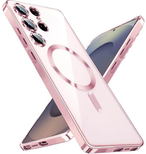 Cover Magnetica per Samsung S25 Ultra 5G,Compatibile con MagSafe, Custodia Samsung S 25 Ultra Sottile Trasparente,con Protezione della Schermo Clear Case per Samsung Galaxy S25 Ultra,Oro rosa