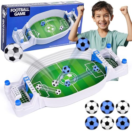 Mini Table Soccer Game with 6 Footballs, Tabletop Football Game Set for Kids, Table Top Slingshot Games, Football Interactive Game Family Sports Board Game for Adults Birthday Party Worlds Cup Gifts