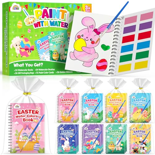 ZMLM 24 Wasserfarben Malbuch Kinder | Aquarell Kindergeburtstag Beschäftigung | Mitgebsel Kindergeburtstag Gastgeschenke von 4 bis 12 Jahren