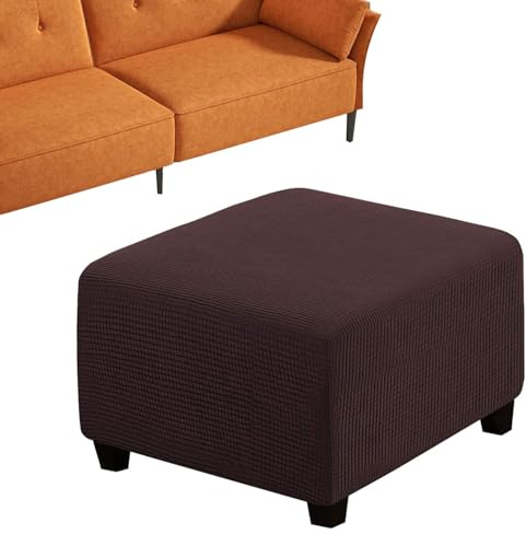 Hocker Husse 35x35 40x40 45x45 50x50 55x55 60x60 65x65, 70x70 75x75 80x80 85x85 90x90 95x95 100x100 105x105 110x110cm Quadratisch Ottomane Hocker-Bezug Überzug Hocker Protector Waschbar(Chocolate,XL(6
