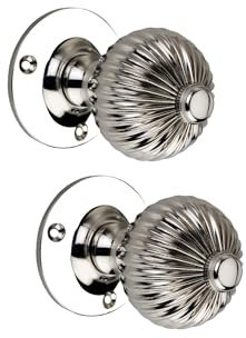Infinity Decor Solid Brass Polished Nickel Regency Mortice Door Knobs Pair 60mm – Round Pull Door Handles Set for Internal and External Doors