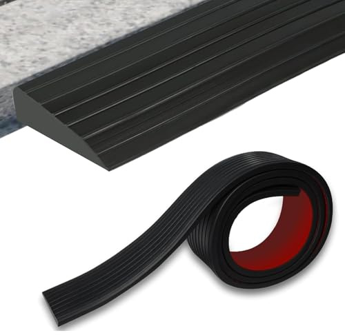 Yunlaishaocer Rampe de Seuil de Porte,2m*8cm*2.5cm Barre de Seuil Adhesive en Caoutchouc,Rampe de Bord de Porte,Profil de Transition,Convient pour Fauteuils Roulants, Robot, Garages(Haut 2.5cm)