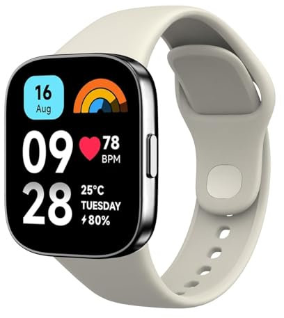 MoKo Correa Deportiva sólo Compatible con Redmi Watch 3 Active, Pulsera de Repuesto de TPU para Hombre Mujer, Marfil Blanco