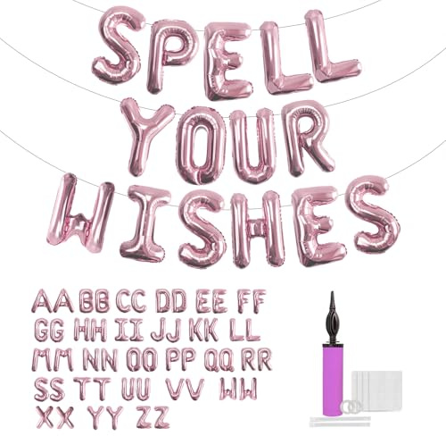 52 palloncini con lettere dell'alfabeto, 2 set di palloncini con lettere dell'alfabeto dalla A alla Z, striscioni personalizzati per compleanni, baby shower, decorazioni per feste di nozze (oro rosa)