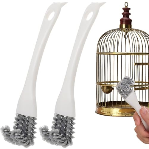 Bird Cage Brush,2Pcs Bird Feeder Cleaner Bird Droppings Cleaning Brush with Long Handle & Shovel,Bird Cage Cleaning Brushes Birdcage Accessories For Cleaning Birds Parrots Cages