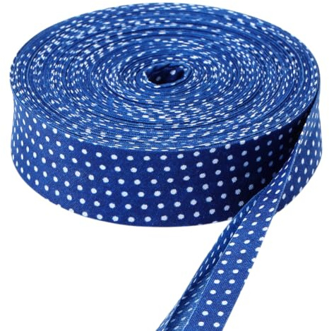 PH PandaHall 22m Gepunktetes Schrägband 25.5mm Breit Doppelt Gefaltetes Bindeband Blaues Schrägband Mit Weißem Punktband Nähband Zum Basteln Nähen Heimwerken Kleidungszubehör Haarschleifen Dekoration