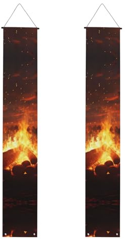 Wunderschönes Banner mit Lagerfeuer-Druck, robust, waschbar und wiederverwendbar, 30,5 x 180 cm, Stil 310