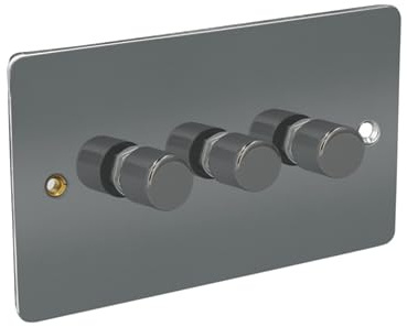 Axiom LED Dimmer Switch, 3 Gang, 2 Way, 150W, Black Nickel Finish, Flat Plate Design
