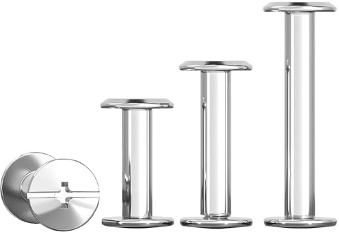 Qrity 20 Juegos de Tornillos Chicago, M4 x 4 mm Tornillos de Encuadernación de Acero Inoxidable 304, para Decoración de Cuero DIY, Libros
