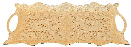 Sorandy Bandeja Turca Vintage para Servir, Bandeja de Metal de Aleación de Zinc, Decorativa con Asa, Ideal para Sala de Estar, Decoración de Cocina, Exteriores, Granja árabe y Decoración de Bodas