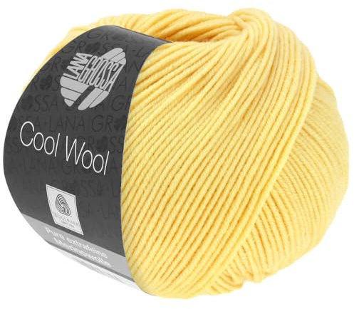 LANA GROSSA Cool Wool Uni | Extrafeine Merinowolle waschmaschinenfest und filzfrei | Handstrickgarn aus 100% Schurwolle (Merino extrafein) | 50g Wolle zum Stricken & Häkeln | 160m Garn FB 411