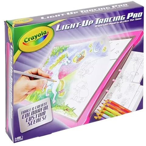 CRAYOLA Light-Up Tracing Pad | Trace & Create Colourful Custom Scenes! | Kids LED Drawing Tablet | Batteries Required (Not Included) | Ages 3+, PINK