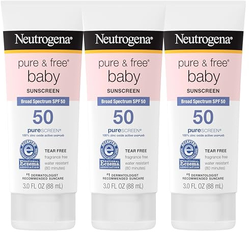 Neutrogena Pure & Free Baby Mineral Sonnencreme Breites Spektrum LSF 50, 3 Fl. oz (3 Stück)
