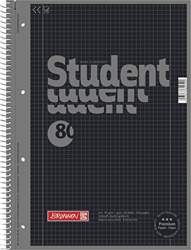 10 Collegeblöcke Student A4, Colour Code onyx, kariert (Lin. 28) 80 Blatt, 90g/m²