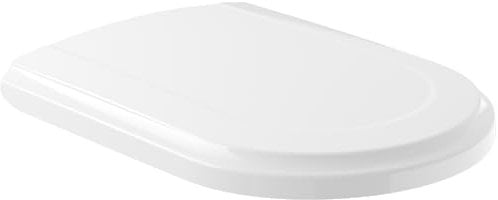 Villeroy & Boch Hommage WC-Sitz, Toilettendeckel mit Absenkautomatik, abnehmbarer Toilettensitz aus bruchsicherem Duroplast, Klodeckel Original Ersatzteil, D-Form, Weiß Alpin, glänzend