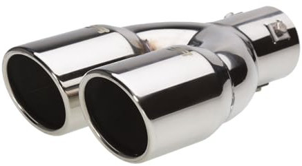 Simoni Racing Embout d'Échappement Rond Double/Oblique Inox - Ø76xL230mm - Montage ->58mm