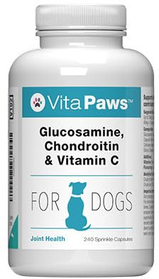 Glucosamine for Dogs with Chondroitin & Vitamin C | 240 Capsules | Nutritional building blocks to support healthy joints in active dogs | Easy-to-use sprinkle capsules | UK made