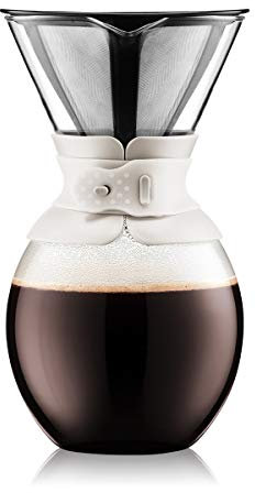 BODUM Pour Over Kaffeemaschine mit Permanentfilter, Glas, gebrochenes weiß, 1.5 L/51 oz, 6