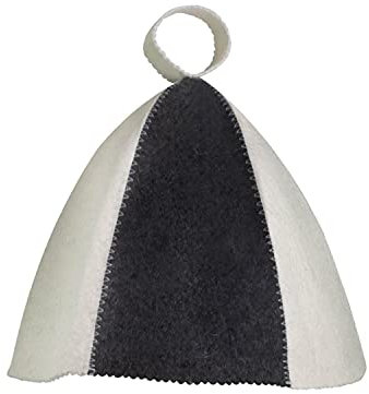 Chapeau de sauna - blanc/gris - pour petit tour de tête 100 % coton - taille grand - Bonnet de sauna en feutre pour femmes et hommes