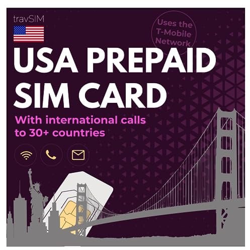 travSIM T-Mobile Prepaid SIM-Karte USA, Kanada & Mexiko - 50GB US CA & MX - 4G / LTE Daten, Unbegrenzte Nationale Sprachanrufe & SMS - Gültig für 21 Tage