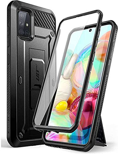 SUPCASE Hülle für Samsung Galaxy A71 (6.7) Case 360 Grad Handyhülle Outdoor Schutzhülle Bumper Cover [Unicorn Beetle Pro mit Integriertem Displayschutz, Gürtelclip und Ständer (Schwarz)