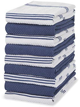 Sticky Toffee Geschirrtücher aus 100% Baumwolle, Frottee, 9 Stück, Küchentücher, 40,6 x 71 cm, blau, weich, saugfähig, für Restaurant, Bar, Glas, Küchentücher