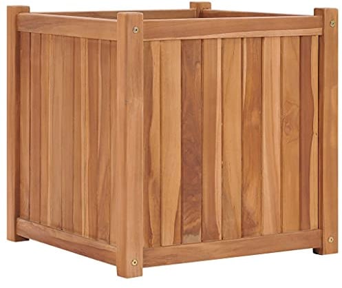 vidaXL Lit Surélevé Bac à Plante Pot de Fleurs Jardinière Jardin Balcon Patio Terrasse Arrière-Cour Extérieur 50x50x50 cm Bois de Teck Solide