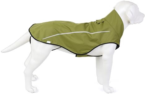 Mile High Life Hunderegenmantel Einstellbare wasserdichte Haustierkleidung Leichte Regenjacke mit reflektierendem Streifen Einfacher Einstiegsverschluss (L,Limettengelb)
