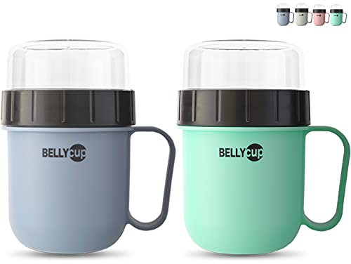 fenchi's AUSTRIA 2er Set Müslibecher to go Kinder - auslaufsicherer Joghurtbecher mit Deckel & Henkel 750 ml (520 + 230 ml) BPA-frei - original Bellycup Müslibehälter