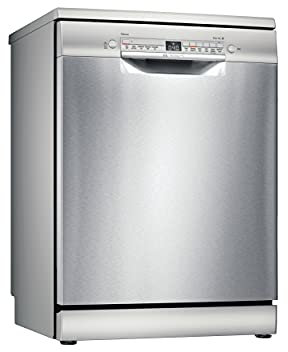 Bosch Home & Kitchen Appliances SMS2ITI41G Dishwasher, 12 place settings, SpeedPerfect+, Extra Dry, WiFi Enabled with Home Connect app, Freestanding, Silver, 12 place settings