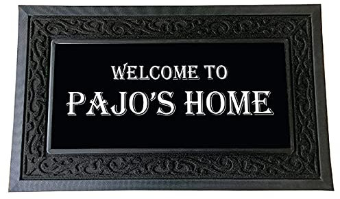 Pajo Personalised Heavy Duty Door Mat 750x450mm With 1 Insert. Premium Quality Rubber and Polyester. Customised with Message of your choice. Replaceable inserts also available below. (Black)