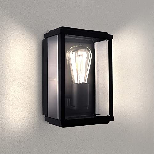 Ledvion - LED Wandlampe, E27 Fassung, Schwarz, Lyra, Außenlampe, Wandlampe Innen, Gartenbeleuchtung