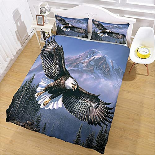 xczxc Bettbezug Set Fliegender Adler 135 x 200 cm Bettwäsche Set mit Reißverschluss 1 Mikrofaser Bettbezug und 2 Kopfkissenbezüge, 100% Weiche Angenehme