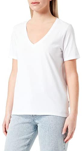 Marc OߴPolo Mujer Camiseta con cuello de pico Regular fit, Blanco (White), L