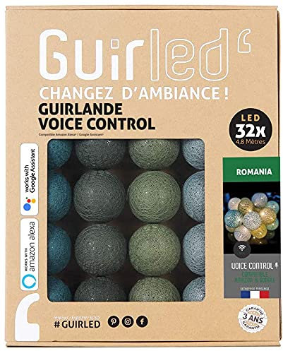GuirLED - LED Baumwollkugeln Lichterkette WIFI USB - Sprachsteuerung - Connected Home - Amazon Alexa & Google Assistant - 2xUSB-Netzadapter enthalten - 32 Kugeln 3,2m - Romania